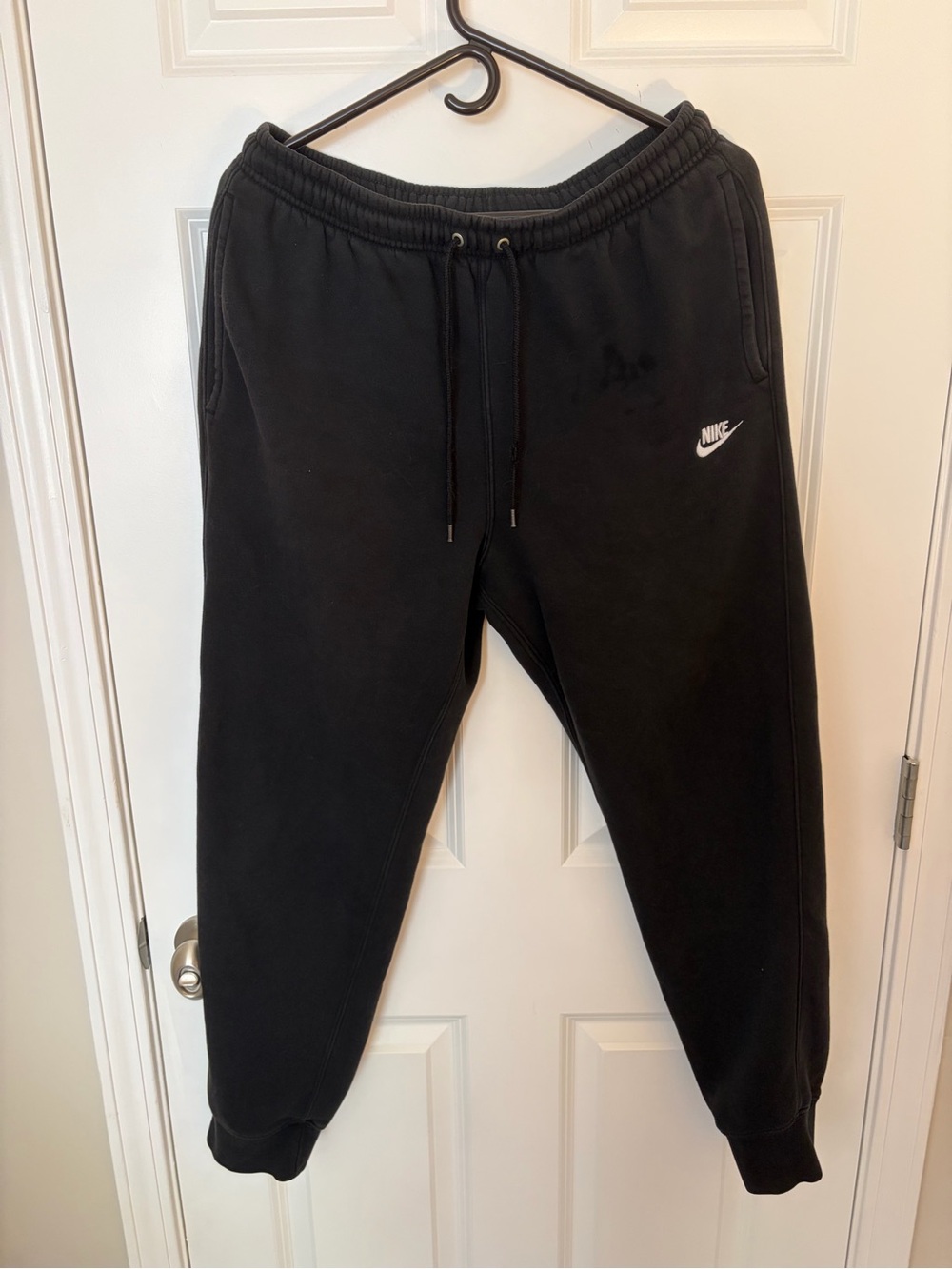 Nike Black Jogger Sweatpants with White Swoosh - Medium